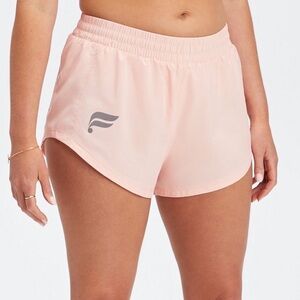 Fabletics Full Speed Mid Rise Run Shorts Soft Shell Pink Reflective Logo Small